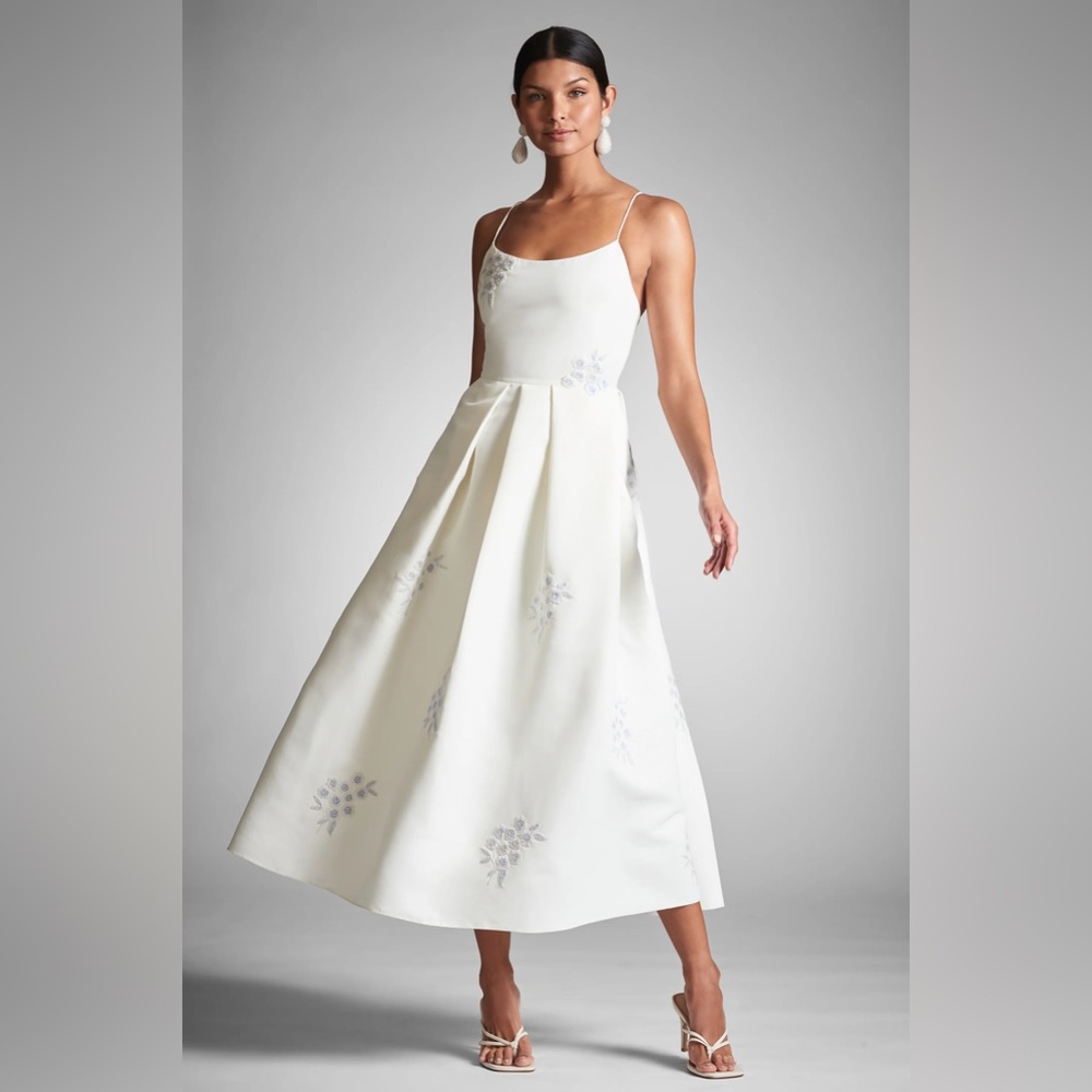 Sachin & Babi Audra ivory embroidered floral midi dress - Picture 1 of 9